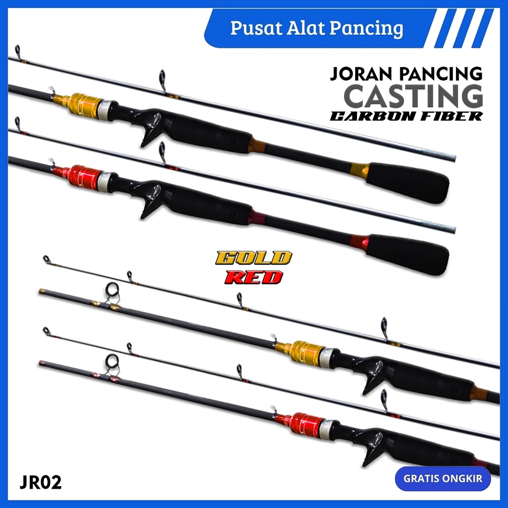 Pusat alat Pancing Joran Pancing Black 1.5m s/d 2.1m Fishing Rod Carbon Fiber Joran Pancing Spinning &amp; Casting Fishing Pole 2 Section JR02