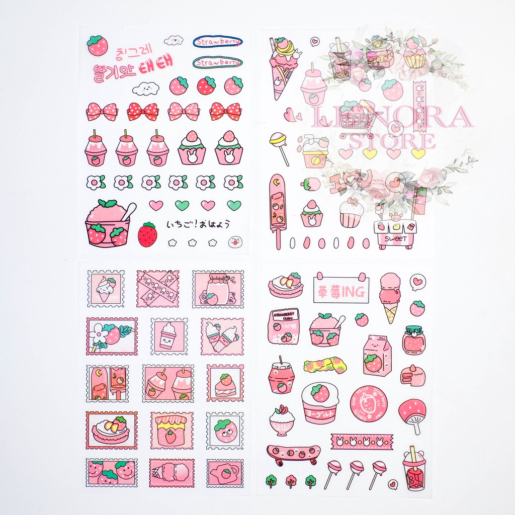 

Lenorastore - Stiker Motif Kartun Hewan Warna Pink Untuk Dekorasi Scrapbook / Stationery Anak Perempuan