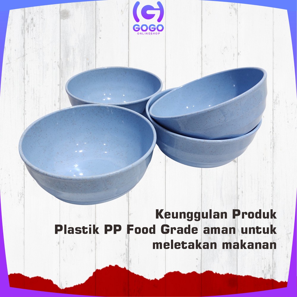 GOGO-C810 Mangkok Set 4PCS 19CM Wheat Straw Bowl Mangkuk Jerami Gandum Ringan untuk Nasi / Sup Mie / Sereal / Alat Makan Plastik Warna-Warni