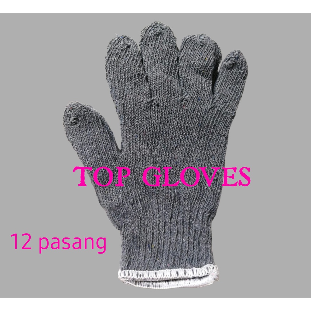 Sarung Tangan Rajut Benang 3 Abu-Abu Merk Bulldozer - Cotton Gloves - Sarung Tangan Kerja - Sarung Tangan Proyek - Sarung Tangan Serbaguna