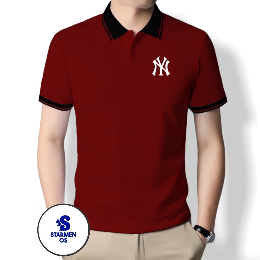 Kaos Wangki Polo Atasan Tshirt Pria Kerah Wangki Big List LOGO NY