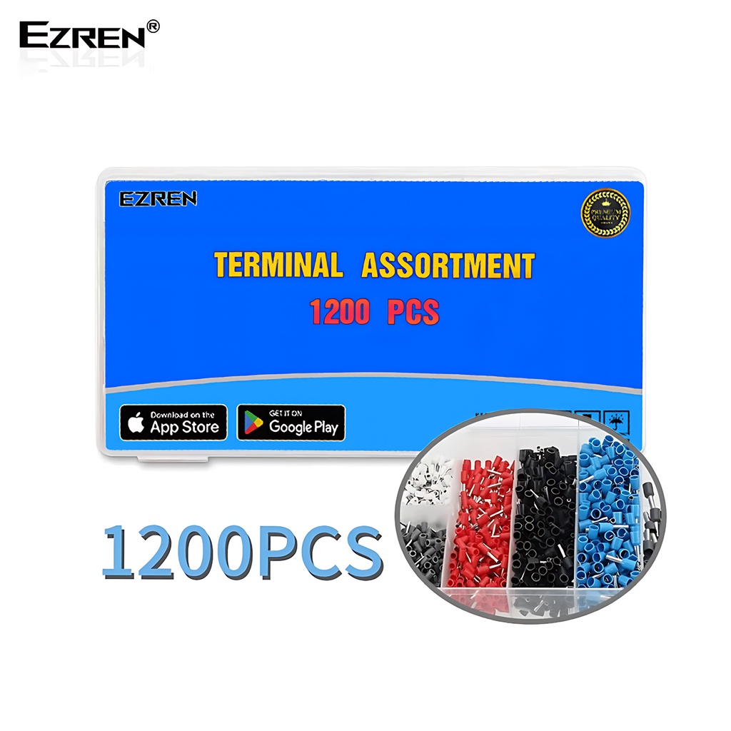 Ezren 1200 Pcs Terminal Assortment Skun Ferrules Insulated Tubular