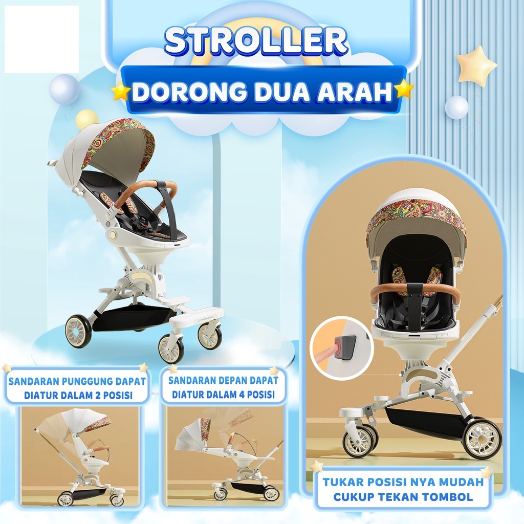 SUPER STROLLER VBABY-LX300 FOR NEW BORN//Kereta Dorong Bayi dan Balita Terbaik//Gratis Tray Makan/ Meja Makan bayi dan Balita