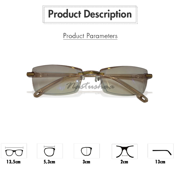 Kacamata Plus Blueray UV Protection Pria/Wanita Uk. +1.00 s/d +3.00 | Kacamata Rabun Dekat Coklat Transparan | Kaca Mata Plus Anti Radiasi Model Rimless FREECASE