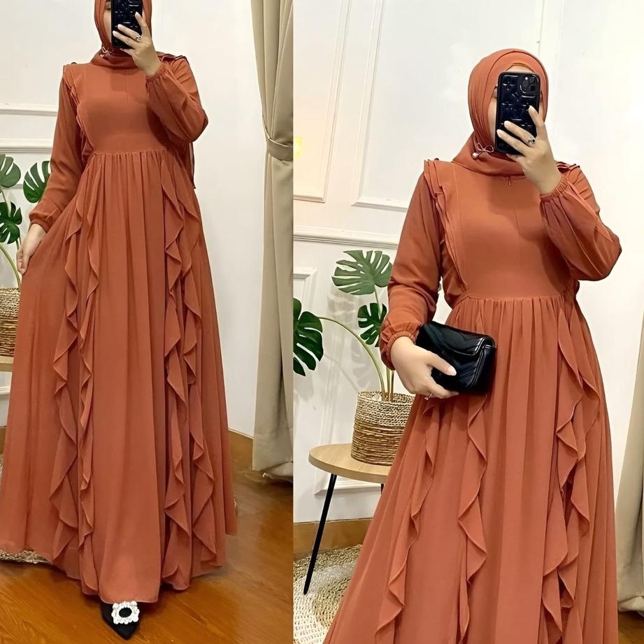 - Ayeena Dress Gamis Muslim Wanita Lebaran Ceruty Babydoll Polos Basic Premium l Dress Maxy OOTD Kon