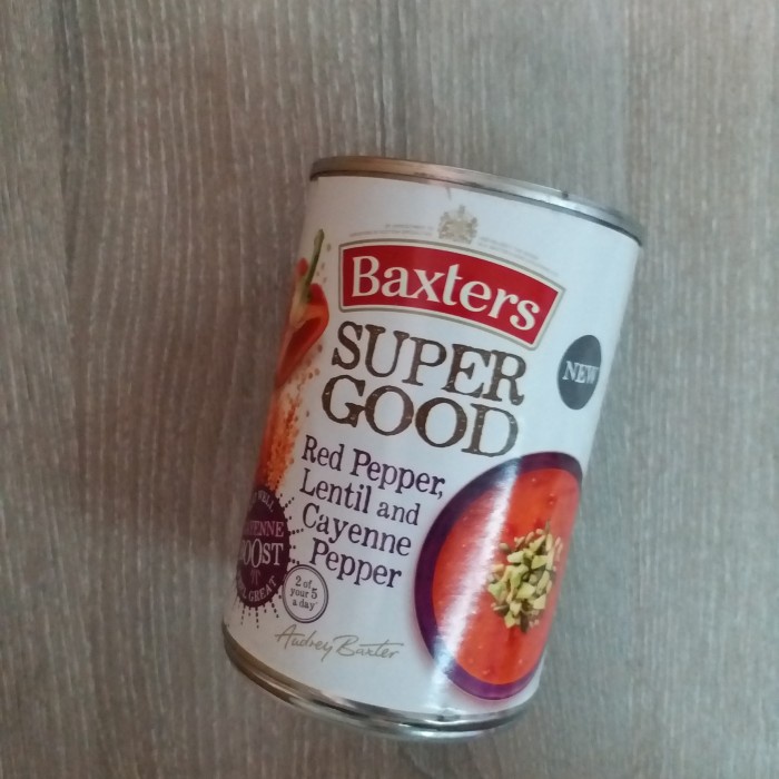 

BAXTERS RED PEPPER LENTIL CAYENNE PEPPER LOW FAT VEG SOUP CAMPBELLS
