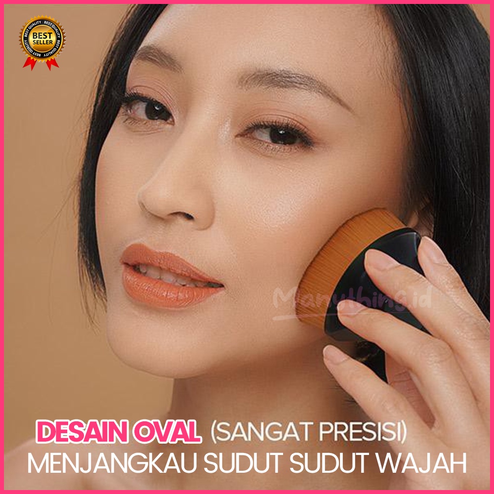 Powder Brush / Kuas Bedak / Brush Gagang Pendek / Brush Foundation / Brush Bedak Tabur Kabuki Brush