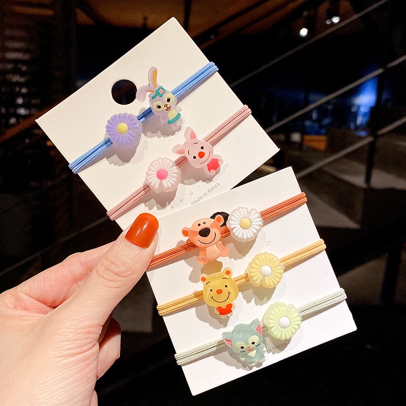 MMM Ikat Rambut Korea 1PCS Bunga Daisy Motif Karakter Hewan glow in the dark Karet Rambut Korea Ikat Kuncir Cantik