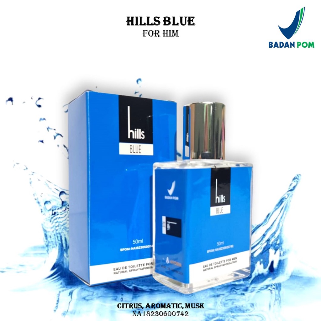 Kanzo - [BPOM] Parfum Hills Blue 50ml Premium / Parfum Hills Blue 50ml Best Seller / Parfum Pria Wangi Tahan Lama