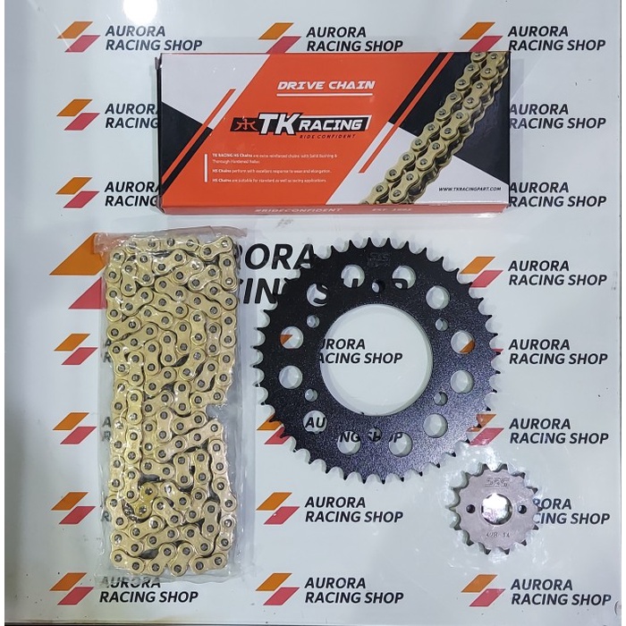 Gear Set Sss Black Vixion / Mx King 150 & Rantai Tk 428 Hs Gold #Original