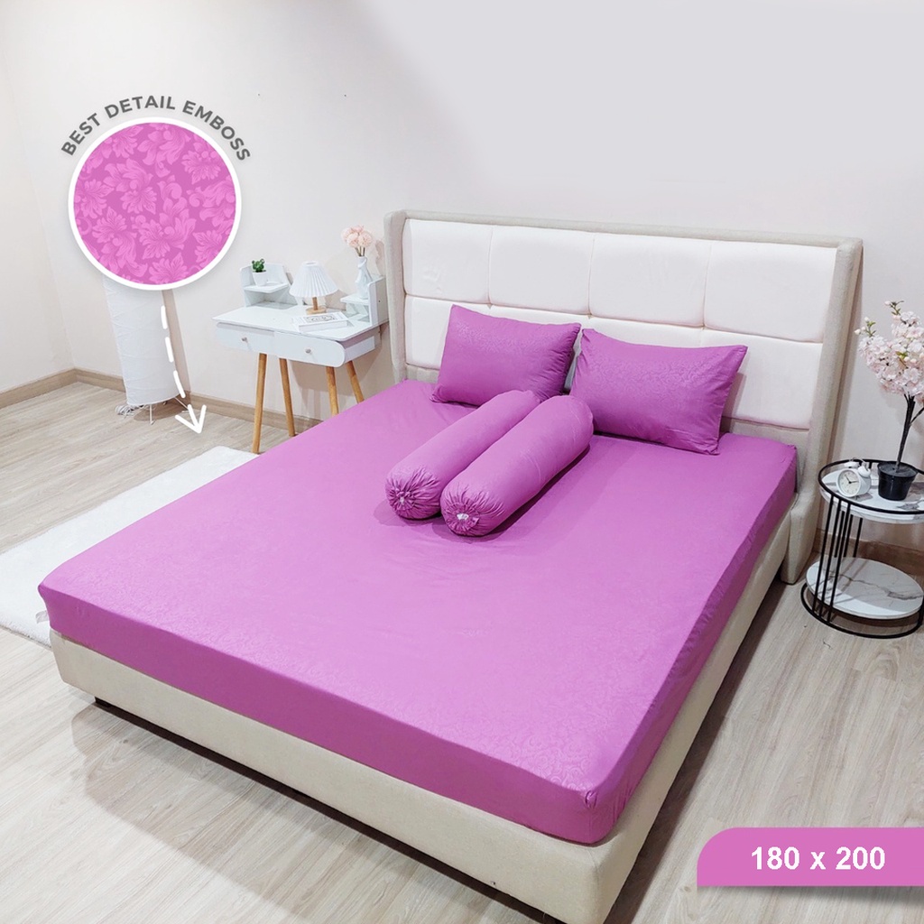 [✅COD] Set Seprei Sprei 180x200 Dan 4 Sarung Bantal Guling Homemade Katun Embos Aneka Warna Polos Dekor Dekorasi Kamar Tidur Perlengkapan Rumah Murah