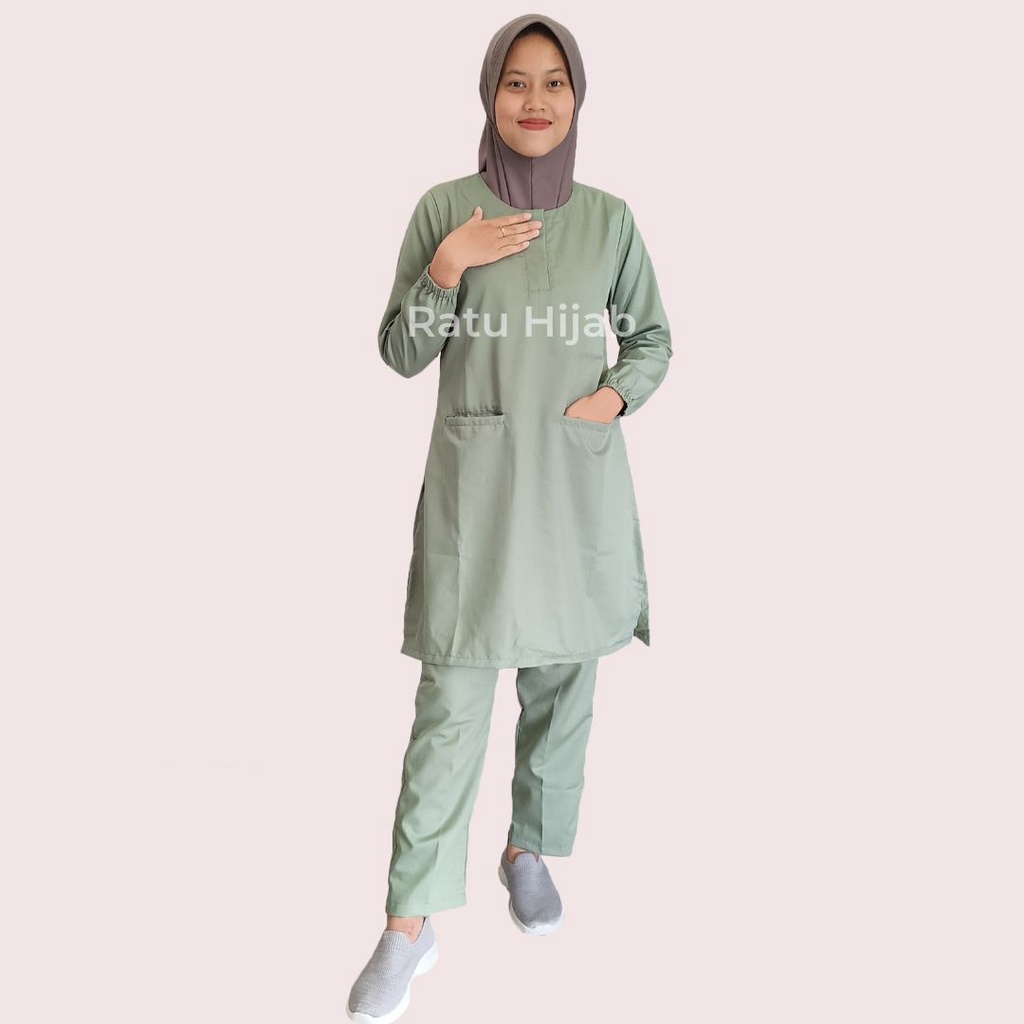 Baju OKA OK Tunik celana lengan panjang karet