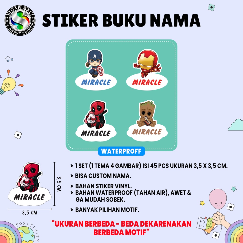 

COWOK Stiker Nama Anak Murah / Label Nama Anak Custom Lucu Murah Ekonomis
