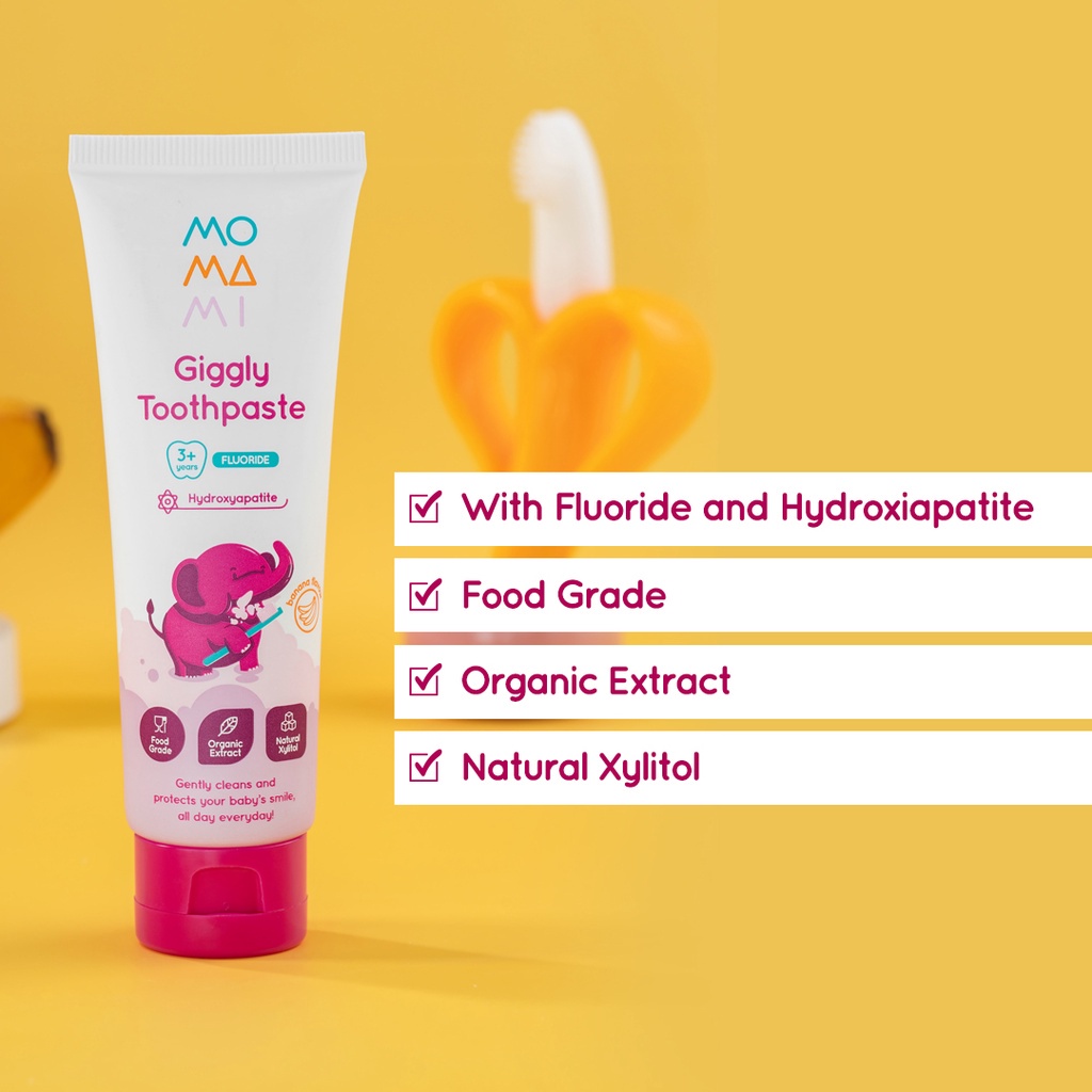 Castle - Momami Giggly Toothpaste Non Fluoride 6m+ - Toothpaste Fluorine 3y+ Grape &amp; Banana - Sparkly Tooth Spray - Pasta Gigi Bayi Balita Anak Anak