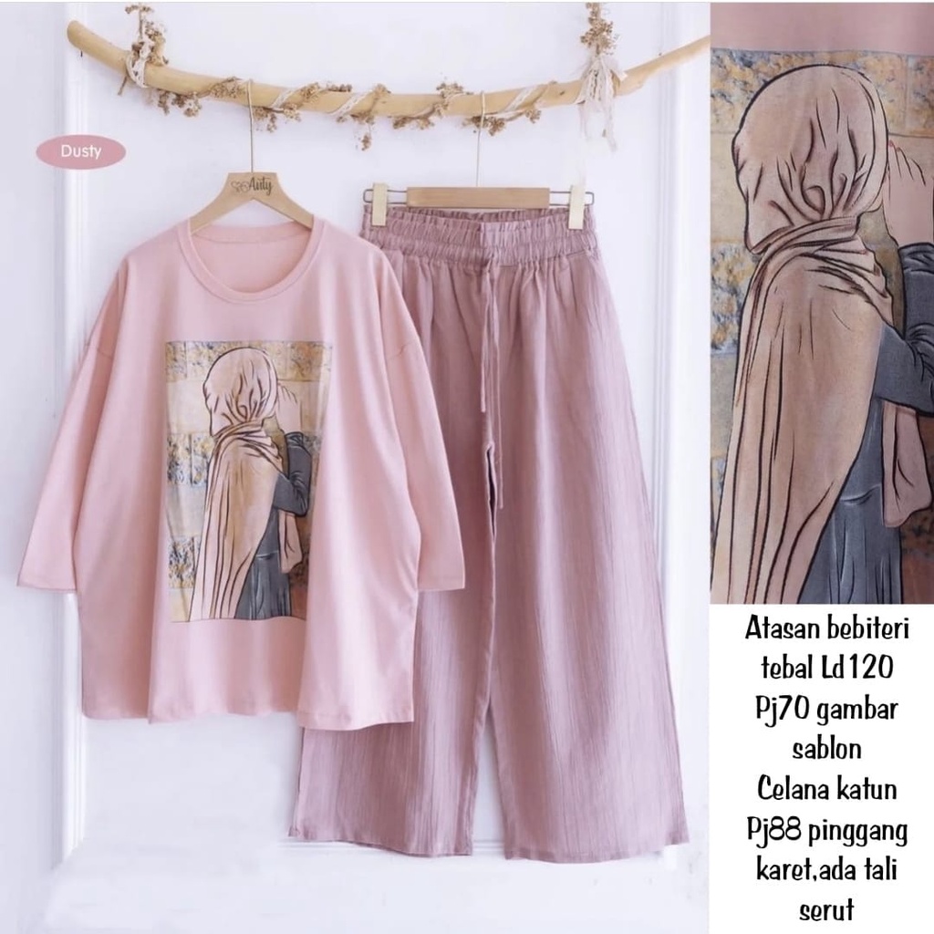 SET SHYGIRL FASHION PAKAIAN WANITA SETELAN ATASAN DAN CELANA MS