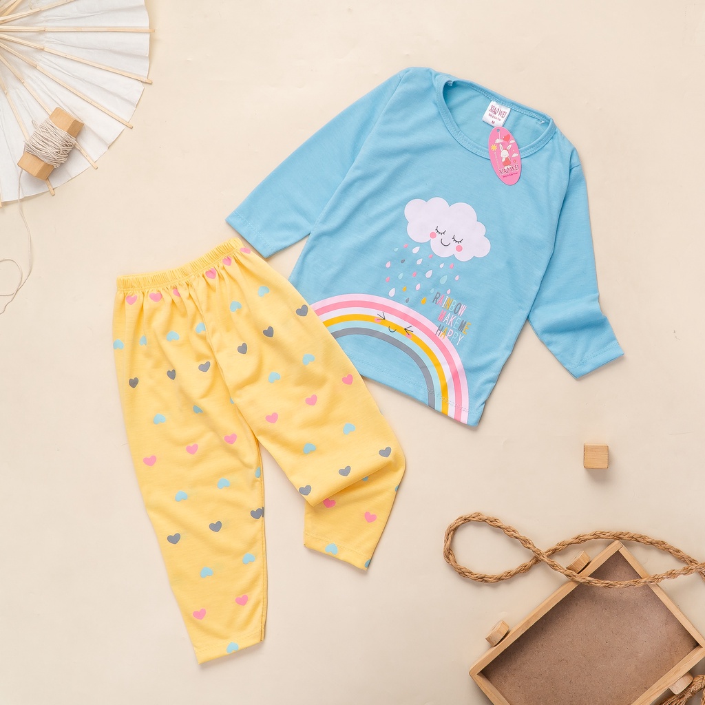 Setelan Anak &amp; Bayi Piyama Tidur Colourfur Print Set / Baju Anak Anak Unisex 0 - 4 Tahun/ Baju Tidur Anak Bayi / Baju Anak Perempuan / Baju Anak Laki Laki