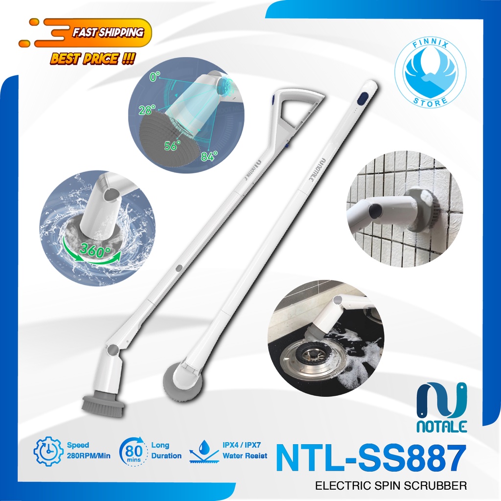 Notale Cordless Elektric Spin Scrubber - Sikat Pembersih Lantai Toilet