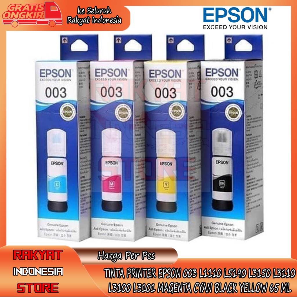 Tinta Printer 003 Tipe Perinter L1110 L3110 L3150 L5190 L3100 L3101 Original Compatible Refil Ink Fr