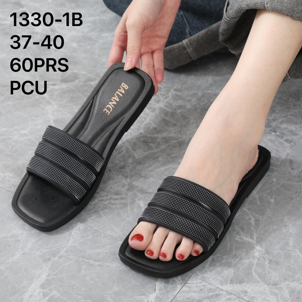 Sandal Selop Wanita Karet Import BALANCE Ban 1 Glitter Sol Tipis / 1330-1B