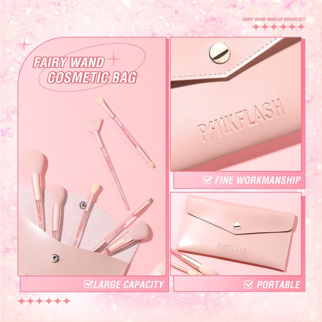 [ORI BPOM] PINKFLASH Makeup Brush Kuas makeup lengkap Fairy Wand Beauty Brush Makeup Tool Multi-use | Beauty Brush | Makeup Tool | Kuas Make Up | Spoolie Brush and Angled Brush Eyelash Brush Precision Smudge Brush | PF-T04