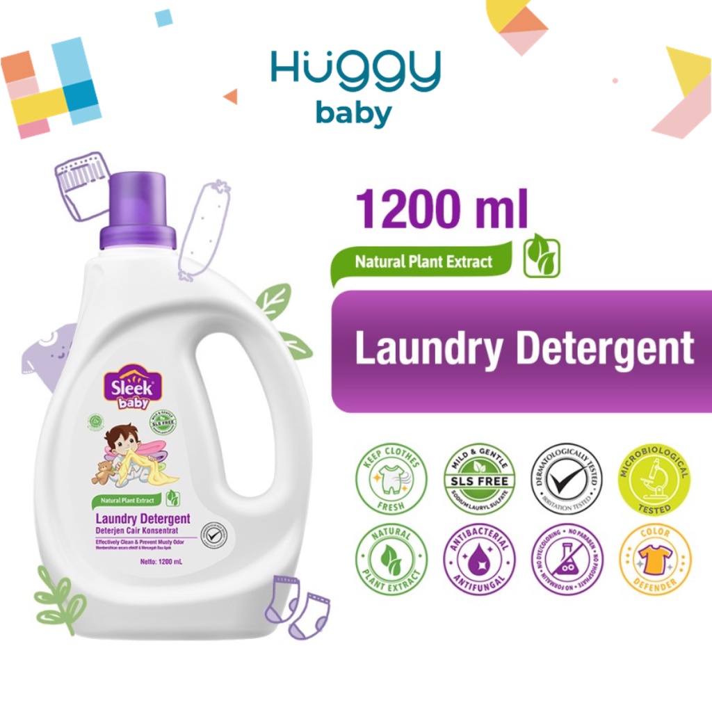 Sleek Baby Laundry Detergent 1200ML | Sabun Deterjen Laundry Bayi Cair 1200ML