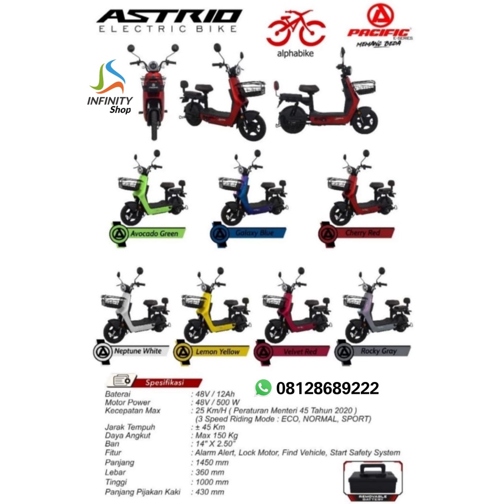 SEPEDA LISTRIK ELEKTRIK PACIFIC ASTRIO 500W E-BIKE GARANSI