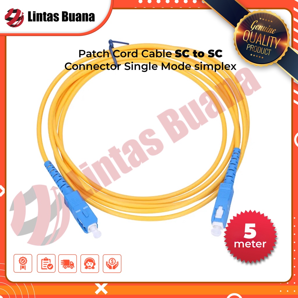 Patch Cord Cable  SC UPC to SC UPC 5 Meter  Connector Single Mode simplex