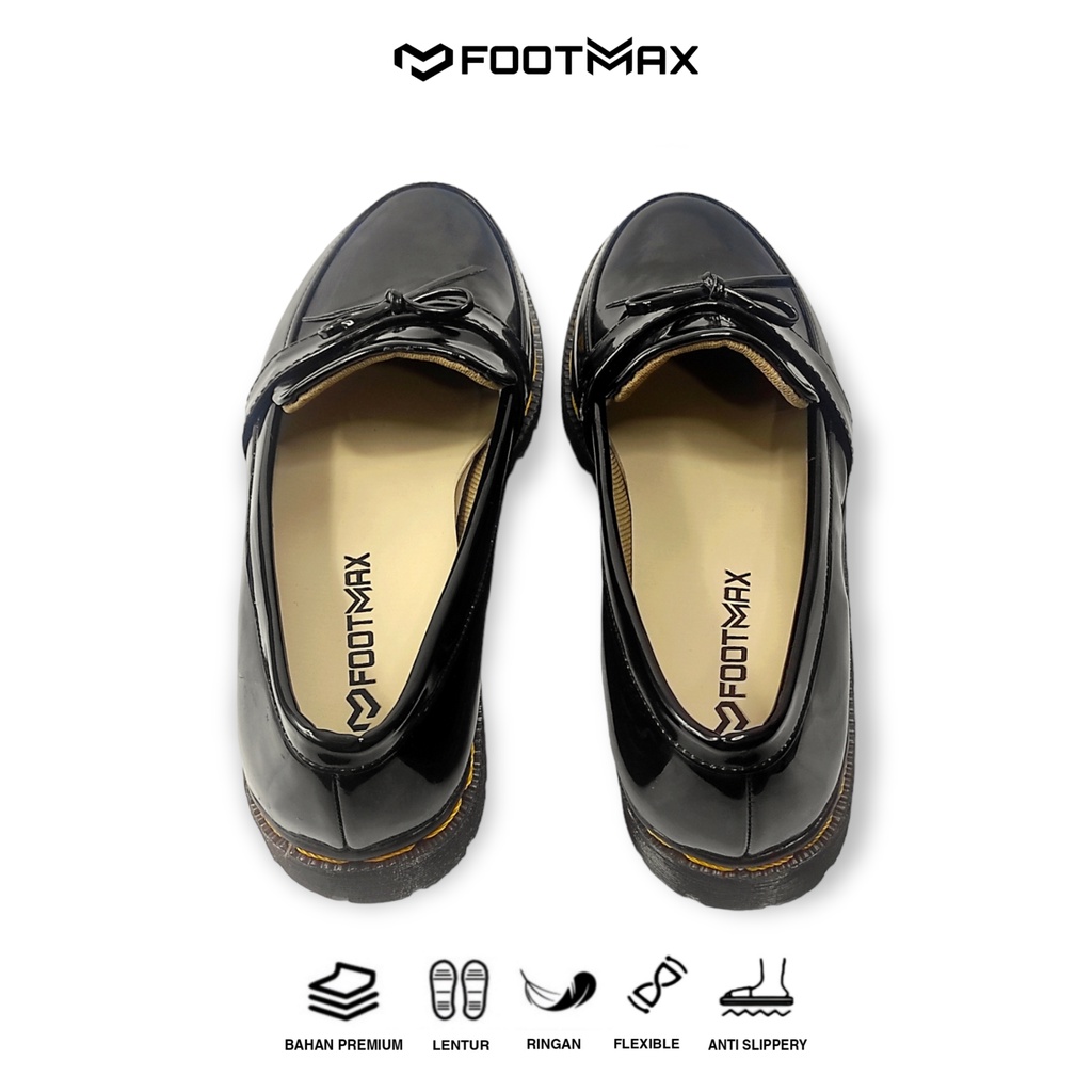 Sepatu Docmart Wanita Hitam Kilap Sepatu Wanita Loafer Slip On Sepatu Kerja Wanita Casual Formal Termurah