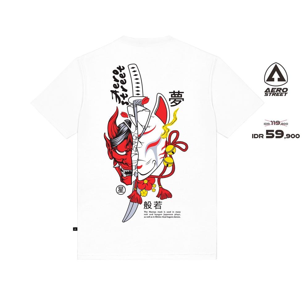 BEST PRODUCT Aerostreet T Shirt Hannya Kitsune Putih Kaos T-Shirt Tshirt ABDAA