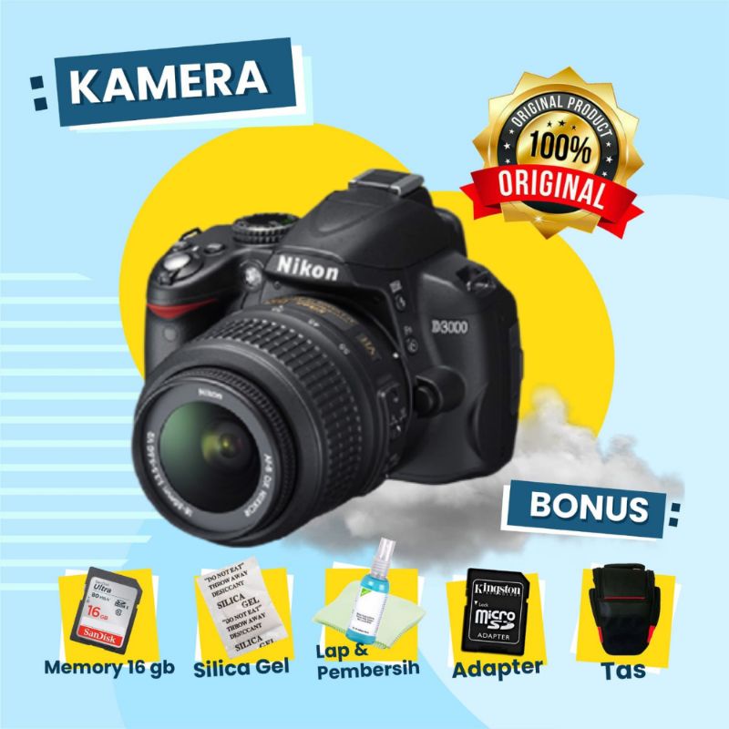 Nikon D3000 Kit KAMERA DSLR Second Mulus Siap Pakai Cocok untuk Pemula