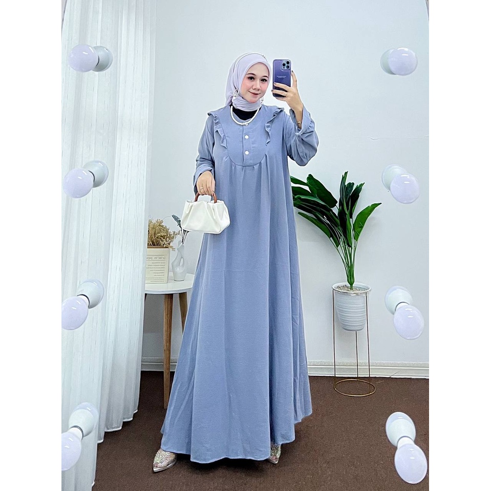 Zalima Dress Wanita Crinkle Airflow Premium Busui Kancing Depan