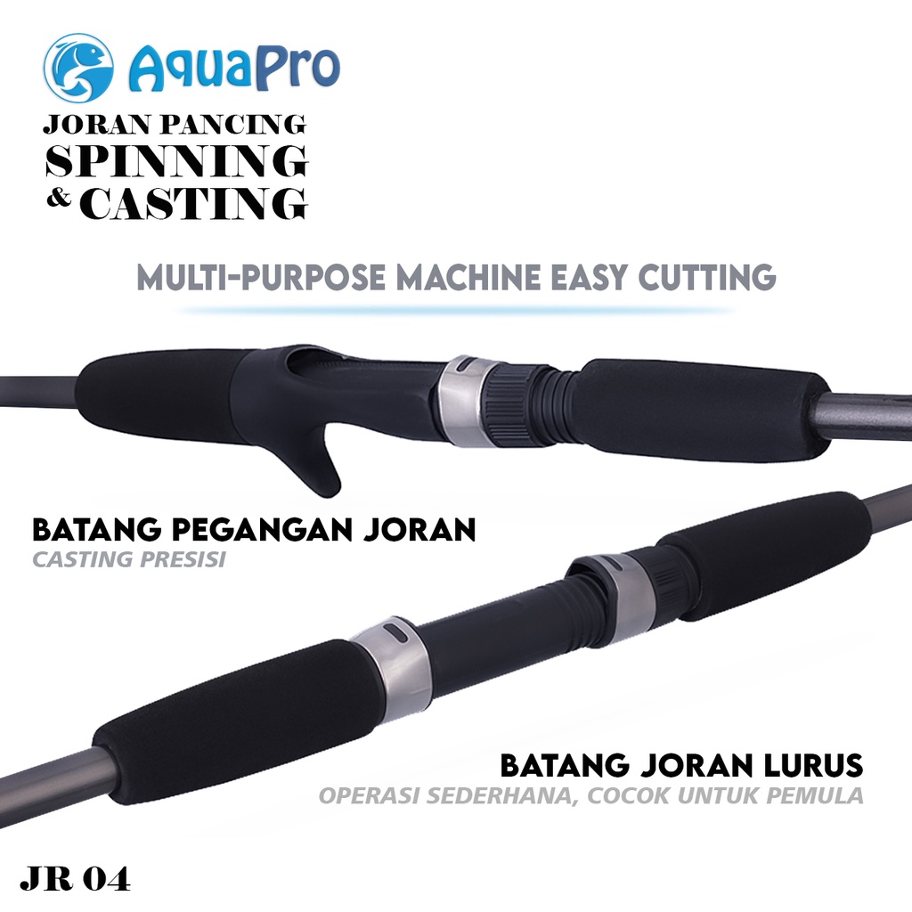 Joran Pancing JR04 Spinning &amp; Casting Fishing Rod Luya Warna Gray Silver Medium Kuat Big Strike Bahan Serat Karbon Fishing Pole 2 Section