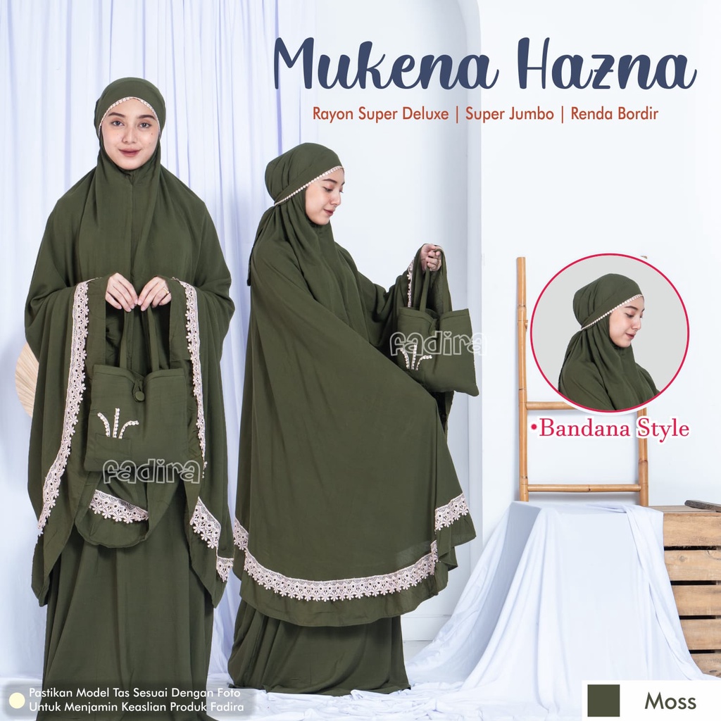 MUKENA AISYAH DAN MUKENA HAZNA matt rayon super renda bordir SUPER JUMBO by Fadira