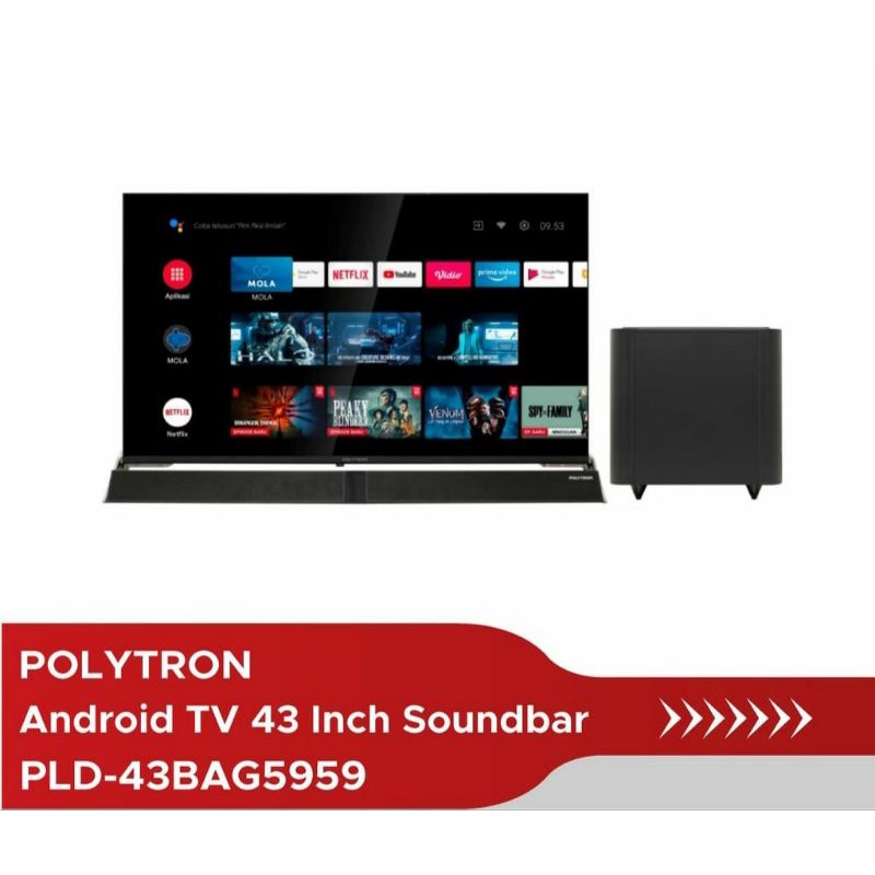 TV LED 43INCH POLYTRON FULL HD ANDROID TV SOUNDBAR PLD-43BAG5959 -KHUSUS BOGOR