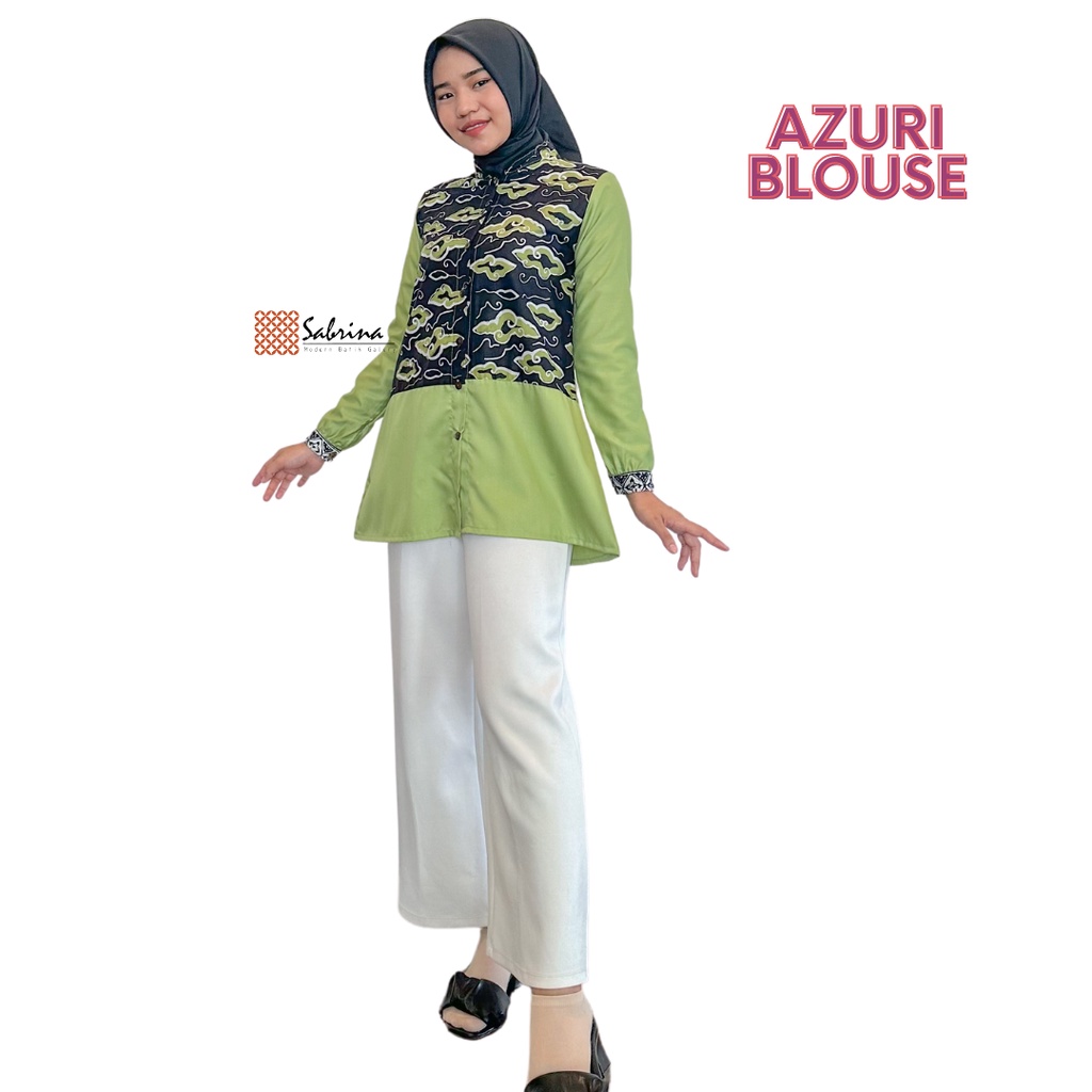 AZURI BLOUSE Kemeja Atasan Batik Kerja Kantor Wanita Katun Premium Collection Busui Cap