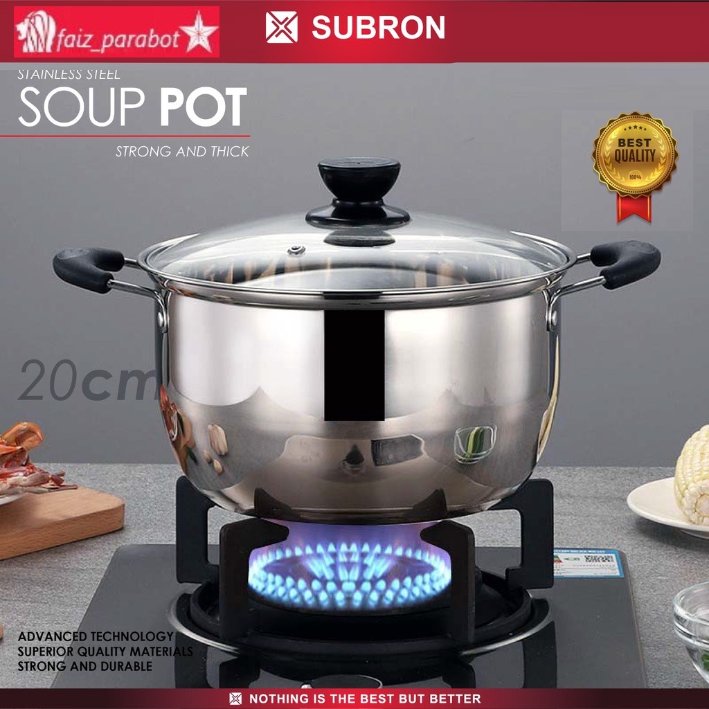 YY 20CM-SUP PANCI MIE SUSU SAYUR SOUP SOTO STAINLES 20cm DENGAN TUTUP KACA