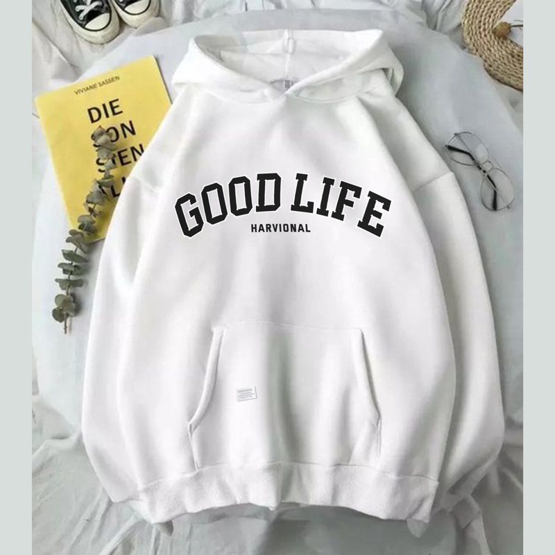 Parisdivarious Sweater Hoodie Jemper Good Life Bahan Fleece Size S - XXL (Pria &amp; Wanita)