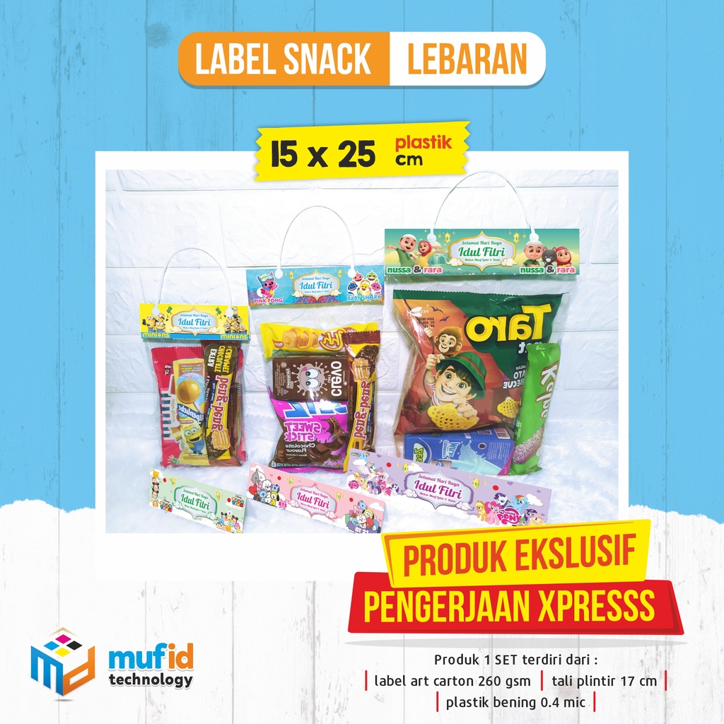 

Label Snack Lebaran 10SET (Label, Tali, Plastik 15x25 cm)