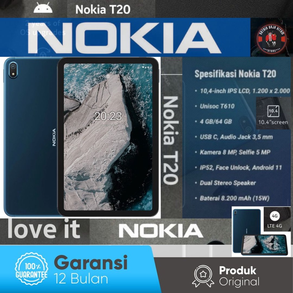 Nokia T20 10.4&quot; 4/64GB Tablet Android 11 Tab Garansi Resmi