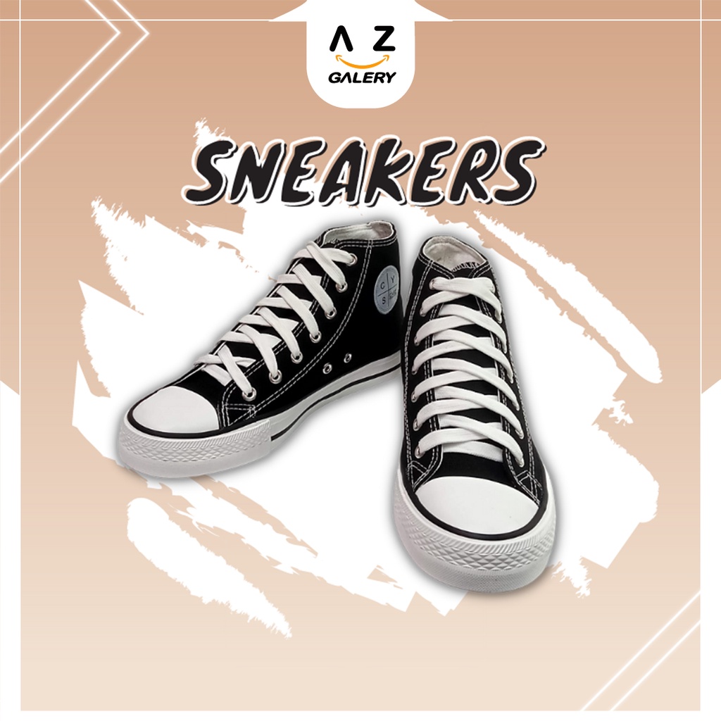 Sepatu Sneakers Pria Sepatu Kasual Kanvas Model Tinggi Style Sepatu Sekolah Cowok Azgalery SPT-08