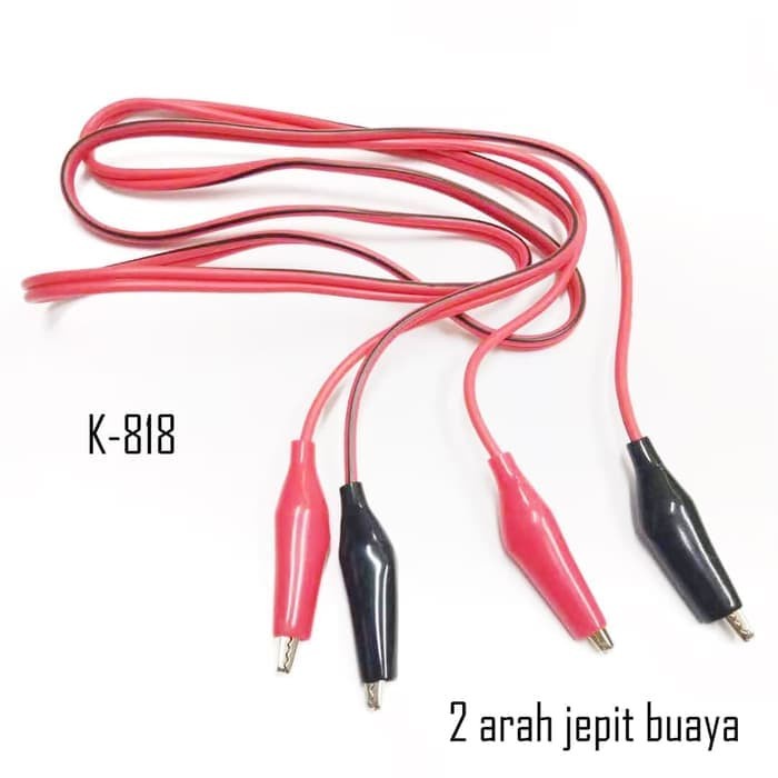 KABEL POWER SUPPLY 2 ARAH JEPIT BUAYA MERAH HITAM (K-818)
