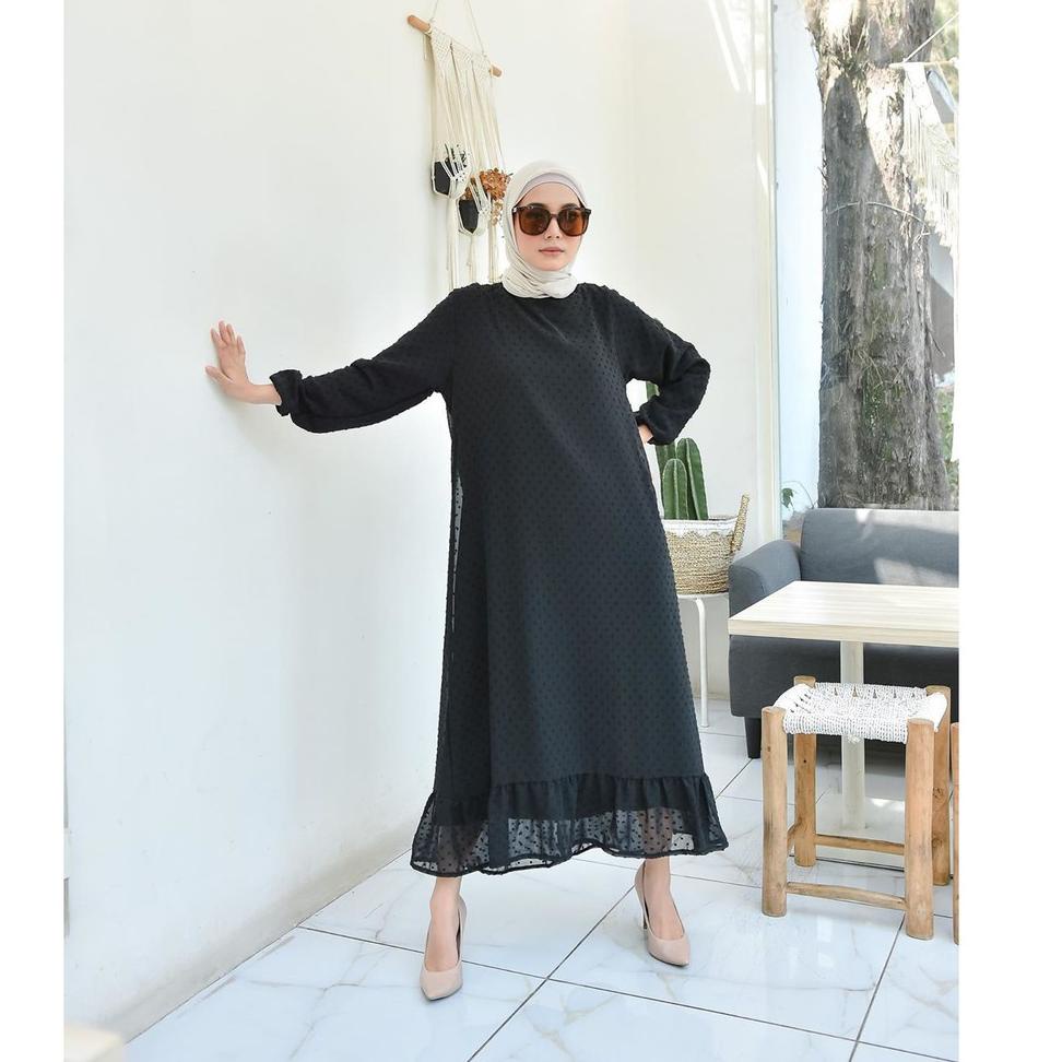 LANGSUNG ATC SYF08 Dress Muslim alofa Long Hitam