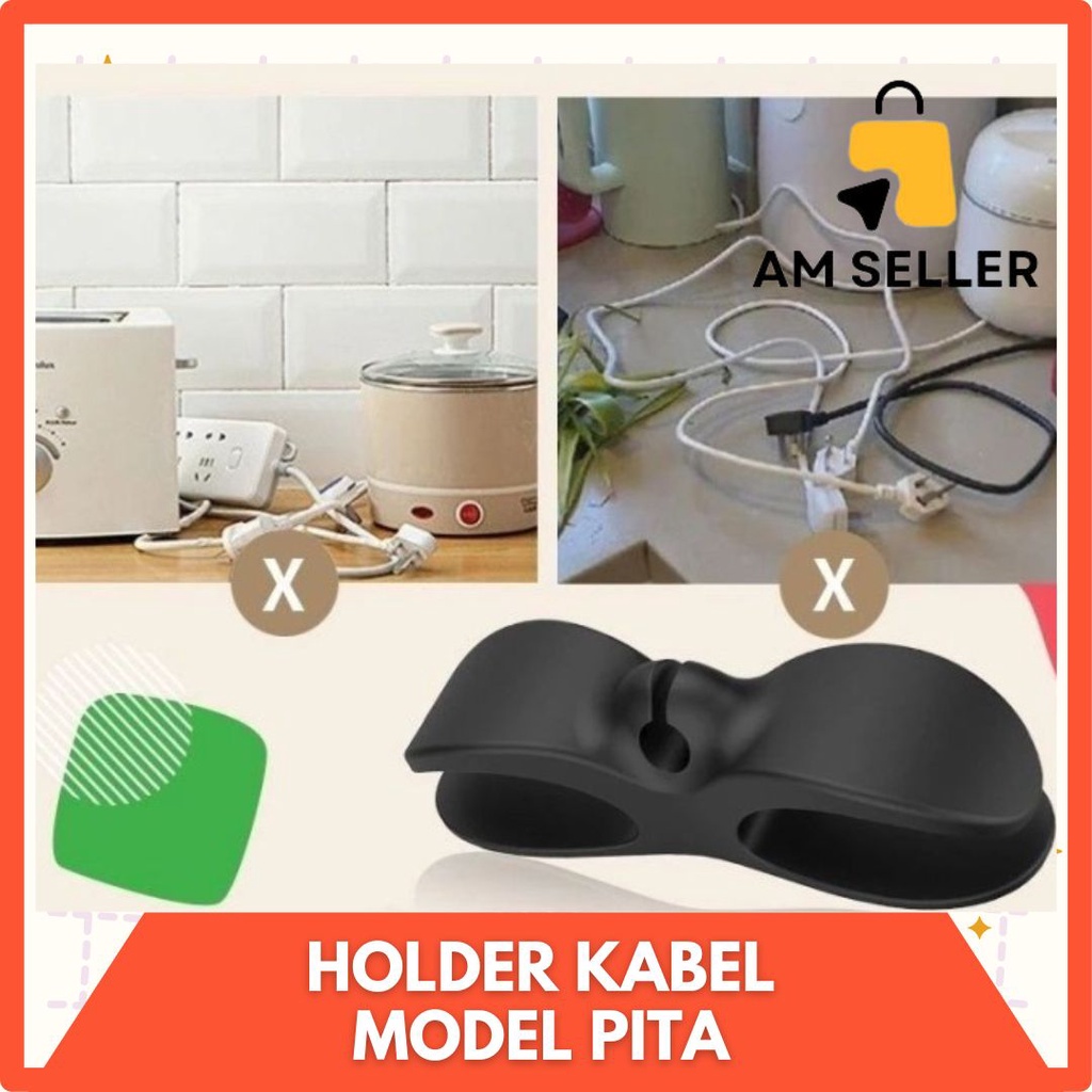 KABEL HOLDER PITA CABLE HOLDER ORGANIZER KLIP GULUNGAN KABEL TEMPEL