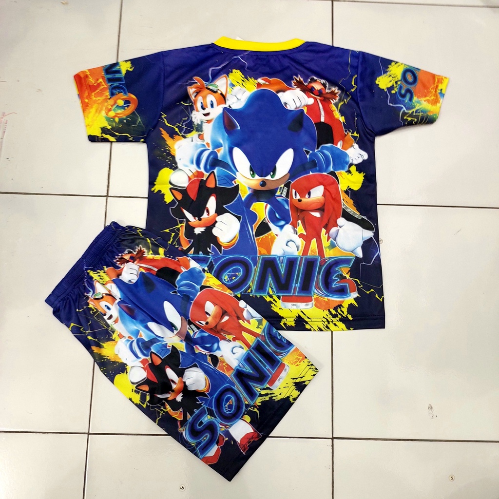 setelan baju bola anak spanyol/jersey spanyol printing usia 5-12thn/setelan baju anak sonic full printing usia 2-12thn