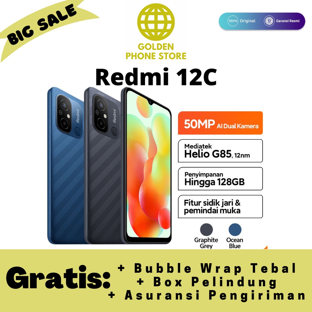Xiaomi Redmi 12C 4GB/128GB - Original &amp; Garansi Resmi Xiaomi Indonesia