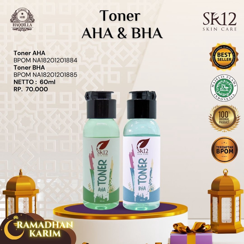 TONER AHA DAN BHA SR12/ TONER EKSFOLIASI WAJAH
