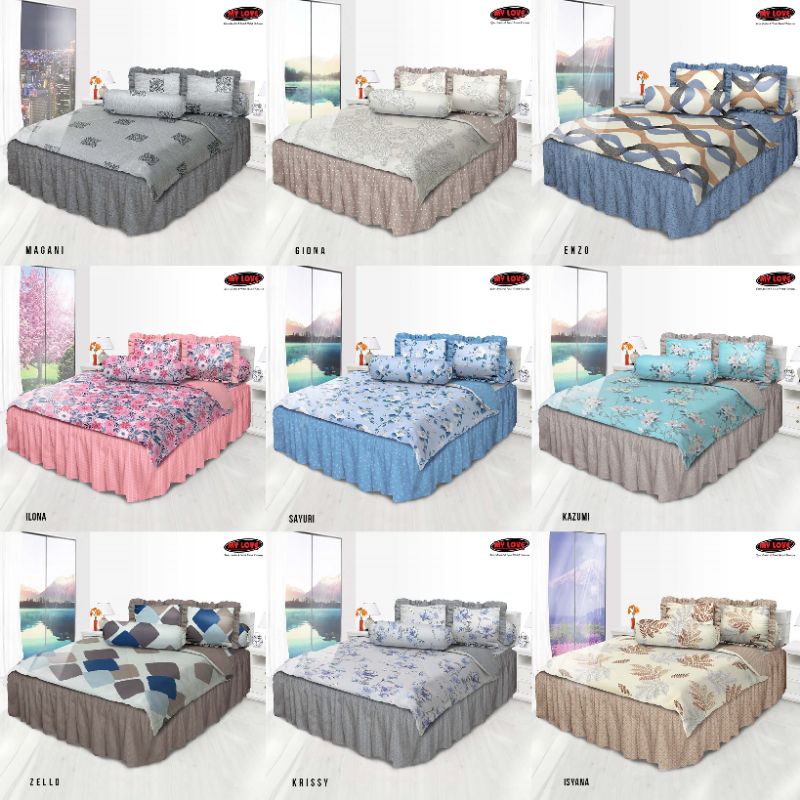 Bedcover Set All New MY LOVE Rumbai King 180cm X 200cm Tinggi 50cm