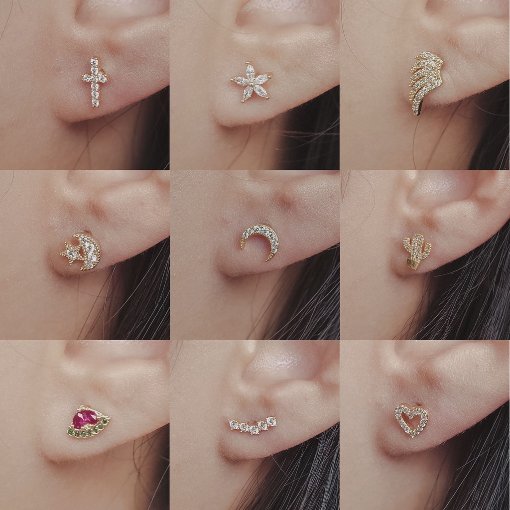 1372 /1373 (HARGA 1 BIJI) - ANTING PIERCING KARAKTER TINDIKAN HELIX TRAGUS - STAINLESS STEEL