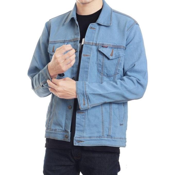 Jaket Jeans Denim Premium Pria All Size - Jumbo - Putih