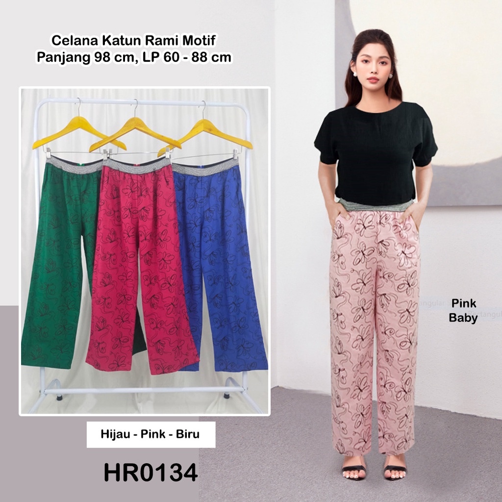 HR0134 Celana Katun Rami / Celana Motif / Celana Panjang / Celana Kasual